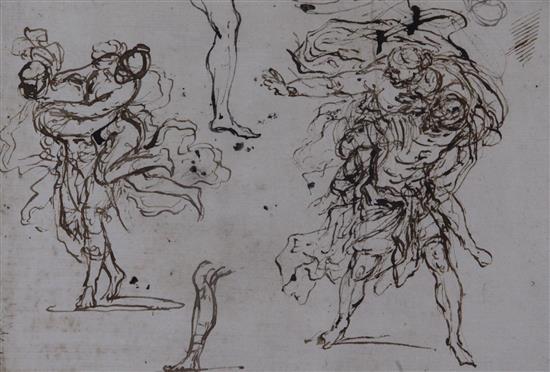 Attributed to Antonio Domenico Gabbiani The Rape of the Sabine, 6 x 8.75in unframed